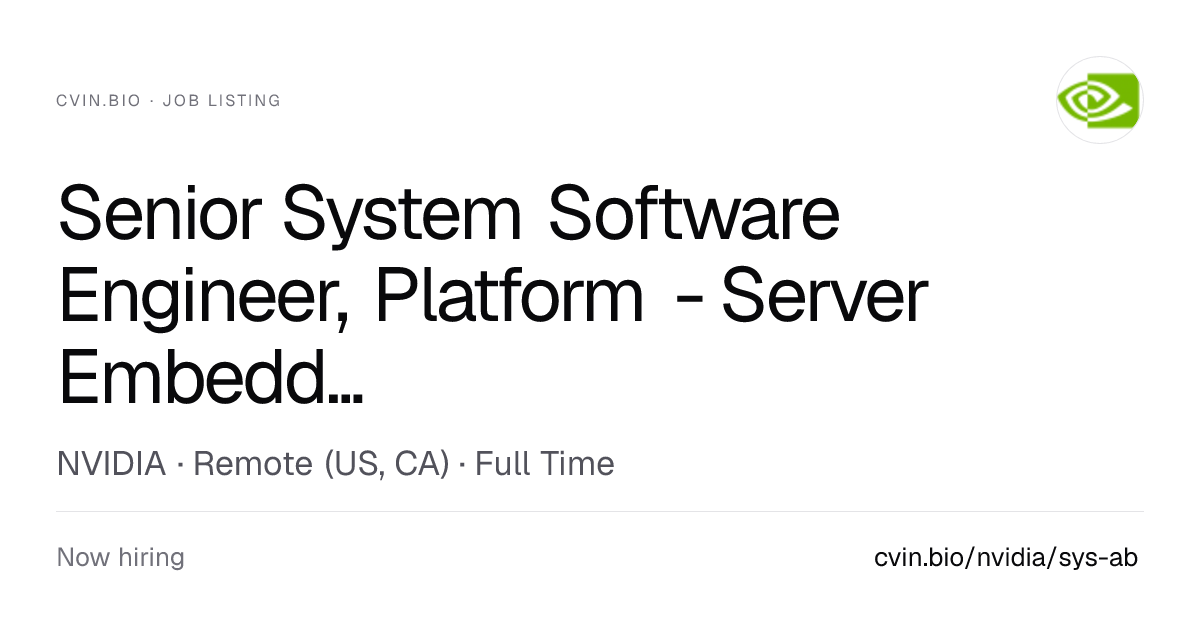 Senior System Software Engineer, Platform - Server Embedded Firmware at ...